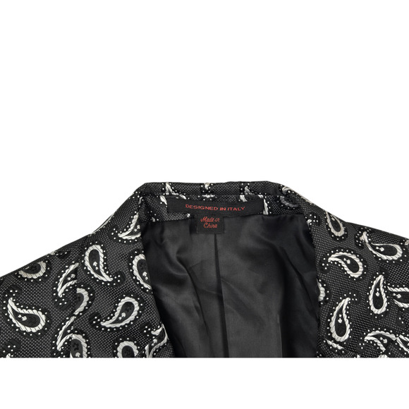 Mens Leonardi Blazer Size 3X Paisley Gray White Double Back Vent - Picture 8 of 11